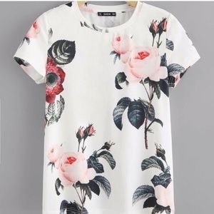 Shein•Floral Tee• Nwot